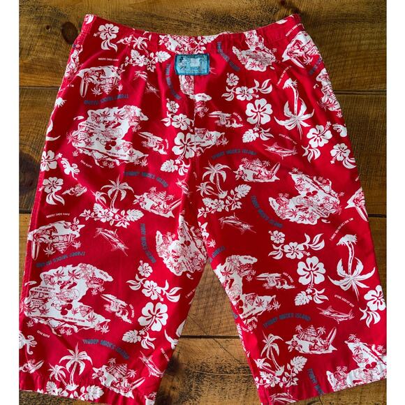 Mens Walt Disney World Shorts Red Trader Mick's Surf Hawaiian Board Shorts M - Picture 6 of 7